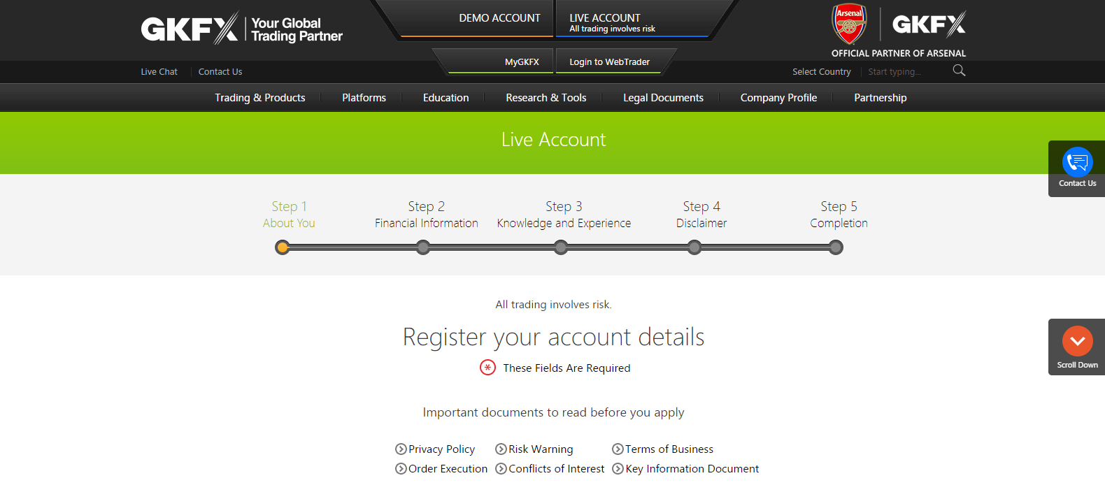 GKFX registration process